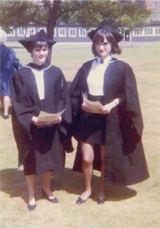 Ann and her friend Christine at Birmingham University